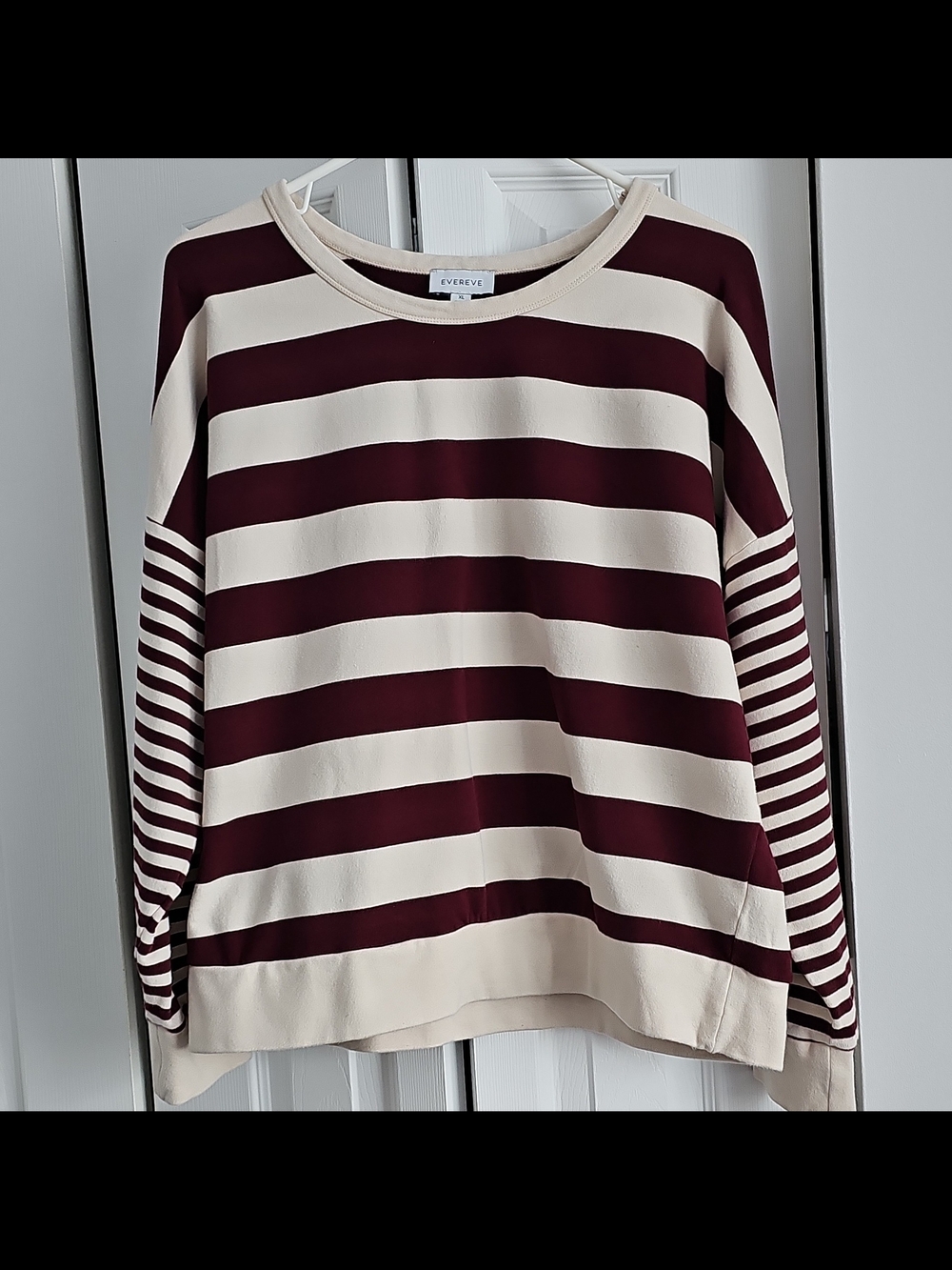 Evereve Maroon Sweater with Cream Trim